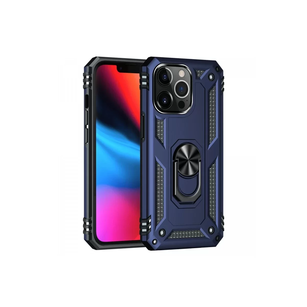 Newface Apple iPhone 14 Pro Kılıf Sofya Yüzüklü Silikon Kapak - Lacivert
