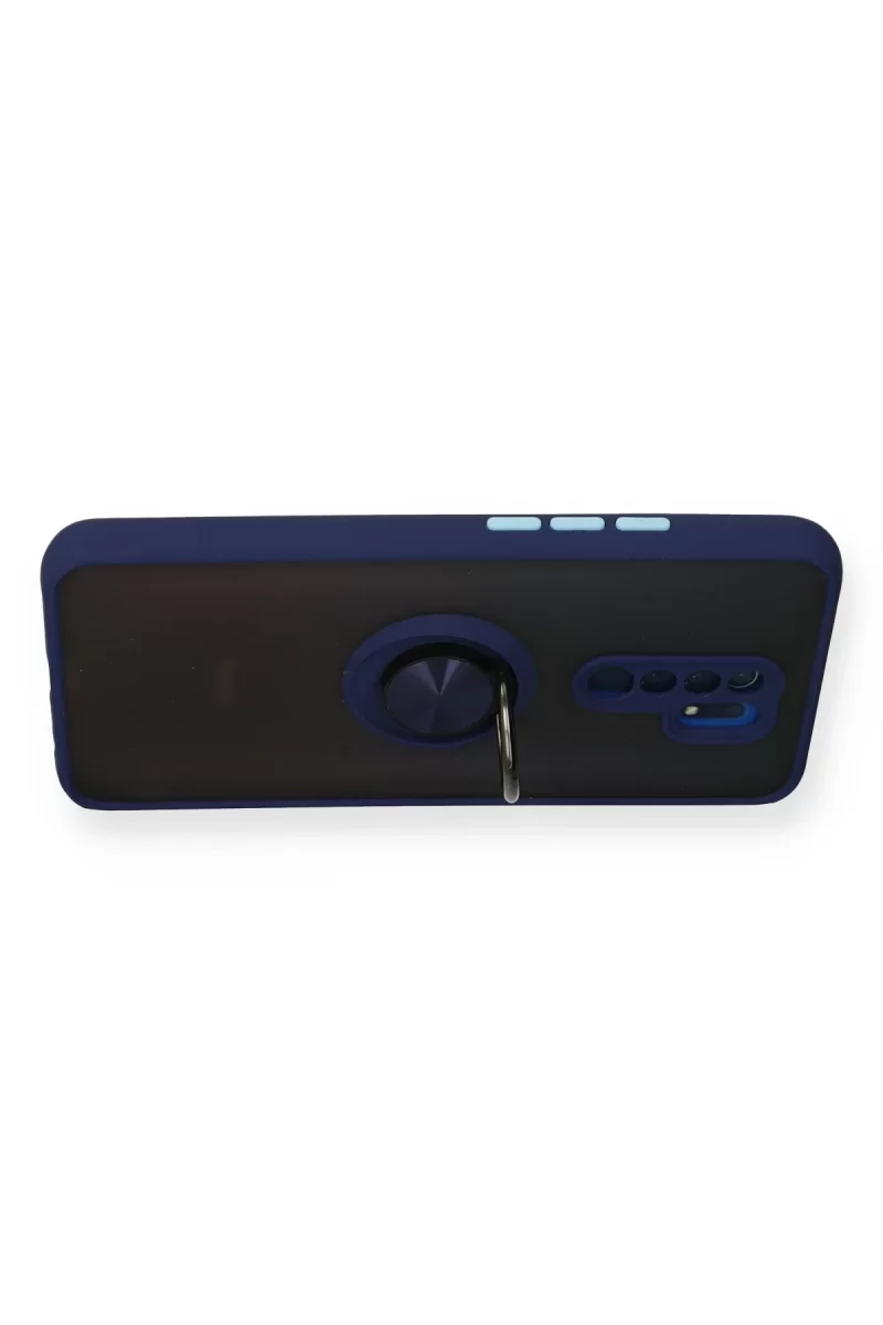 Newface Xiaomi Redmi 9 Kılıf Montreal Yüzüklü Silikon Kapak - Lacivert