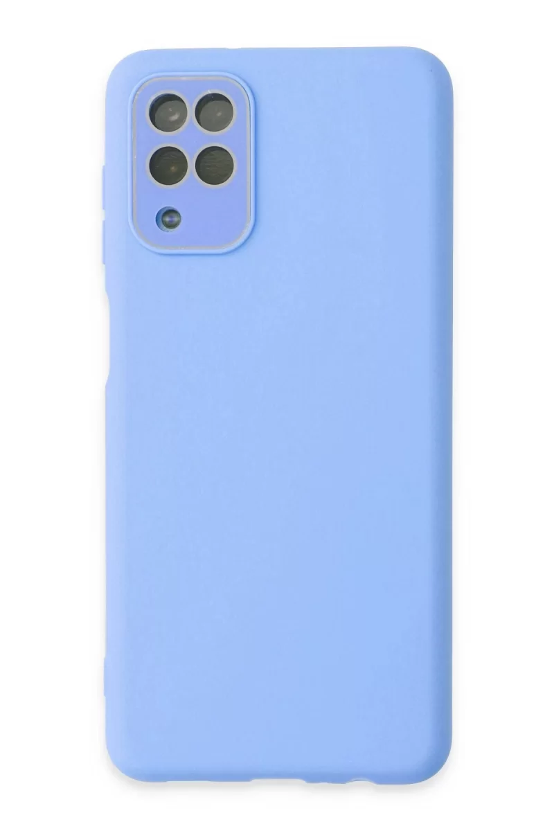 Newface Samsung Galaxy A22 Kılıf Lansman Glass Kapak - Mavi