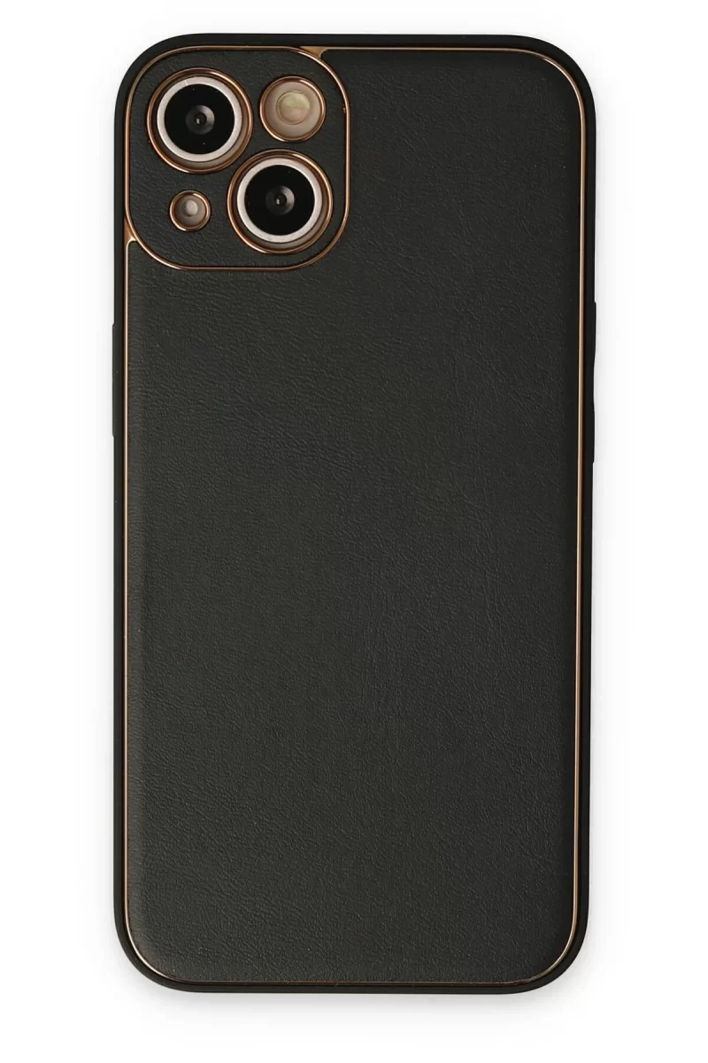 Newface Apple iPhone 14 Plus Kılıf Coco Deri Silikon Kapak - Siyah