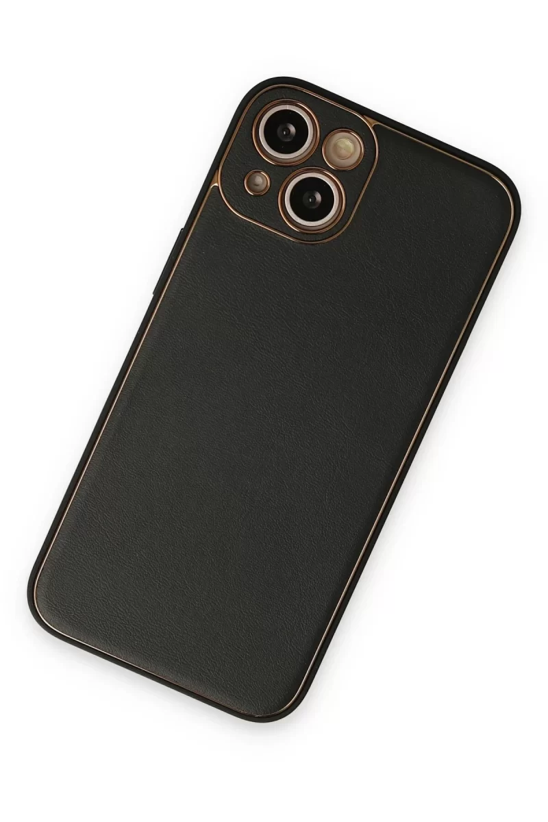 Newface Apple iPhone 14 Plus Kılıf Coco Deri Silikon Kapak - Siyah