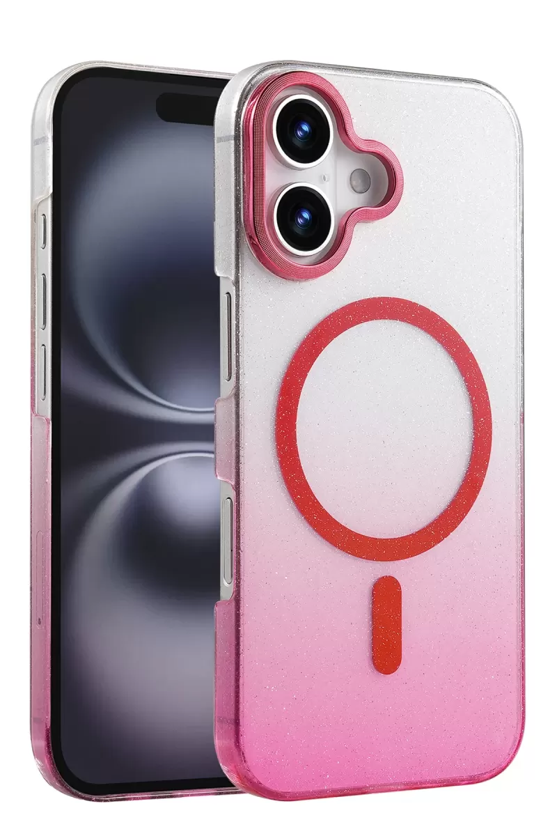 Newface Apple iPhone 16 Plus Glossy Magsafe Kapak - Pembe