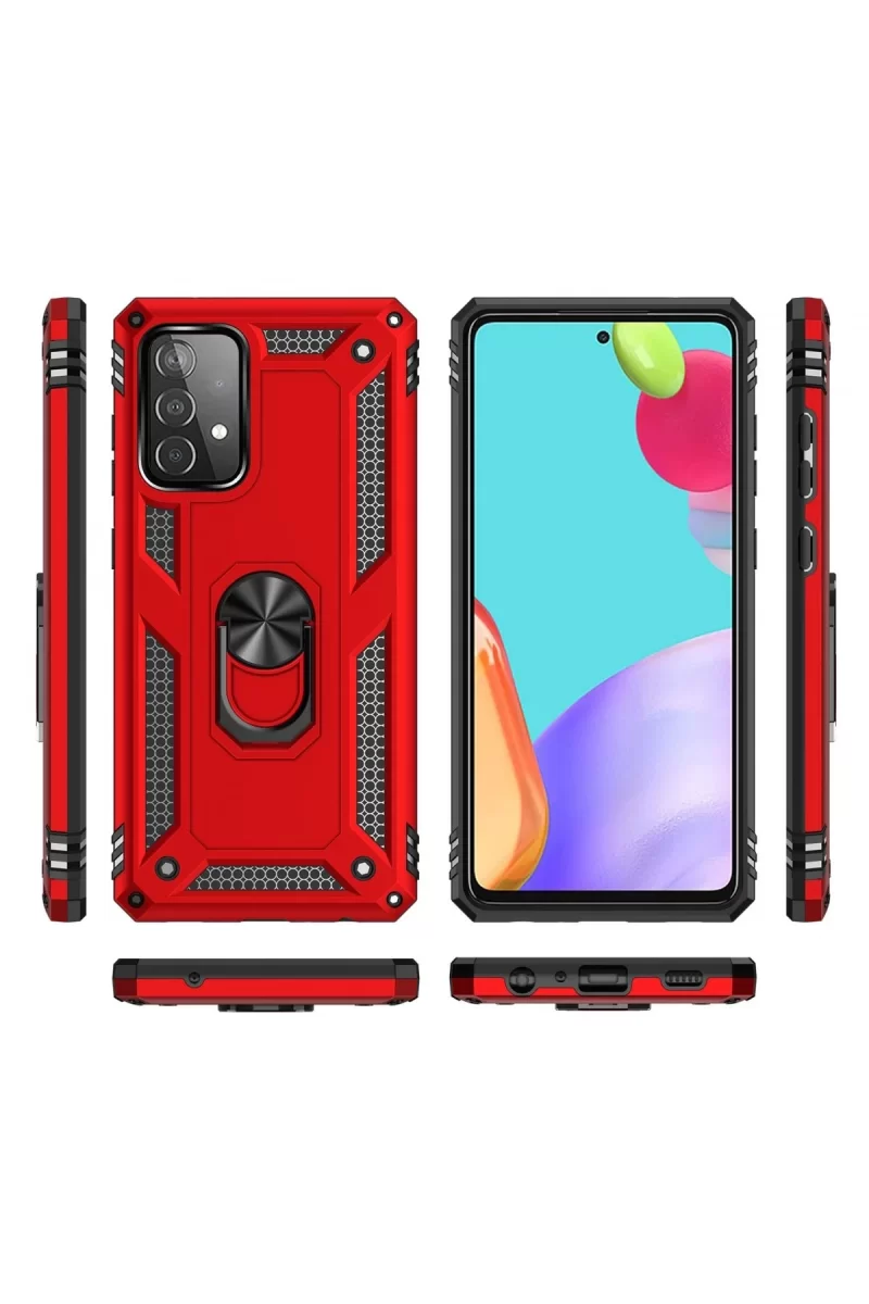 Newface Samsung Galaxy A33 5G Kılıf Sofya Yüzüklü Silikon Kapak - Kırmızı