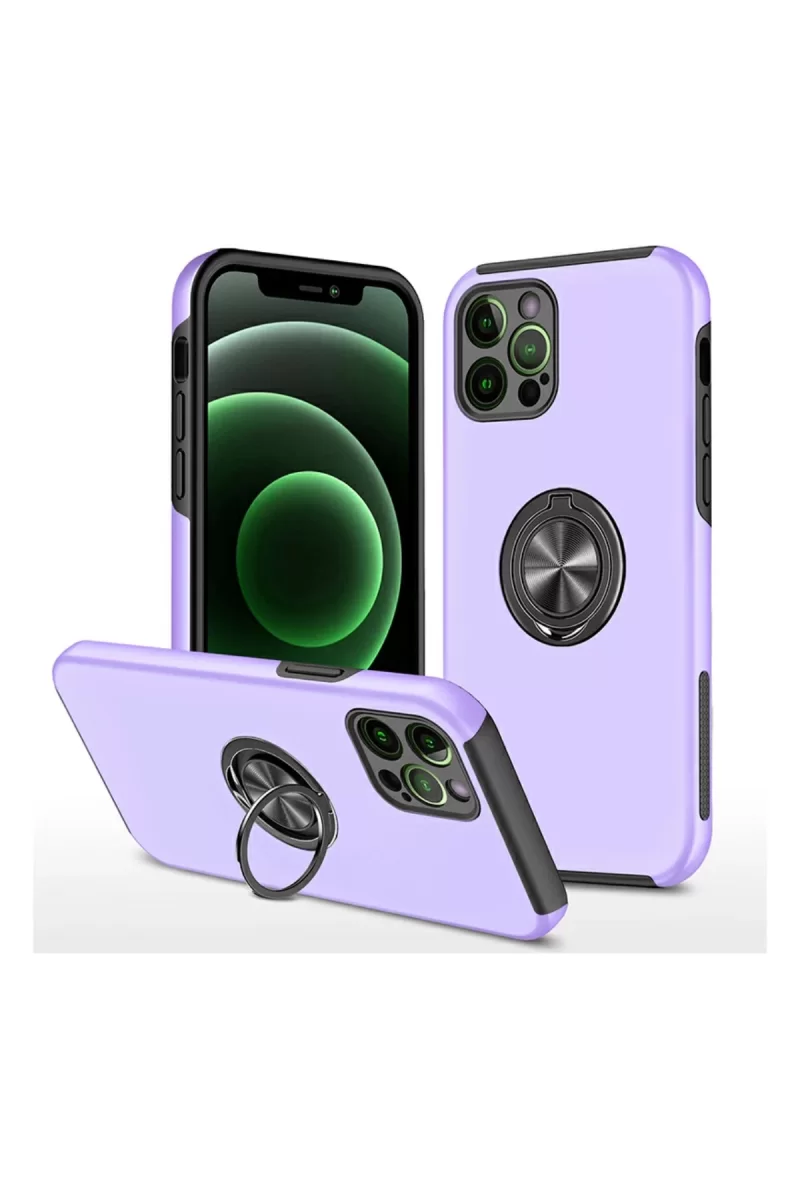 Newface Apple iPhone 12 Pro Kılıf Elit Yüzüklü Kapak - Mor
