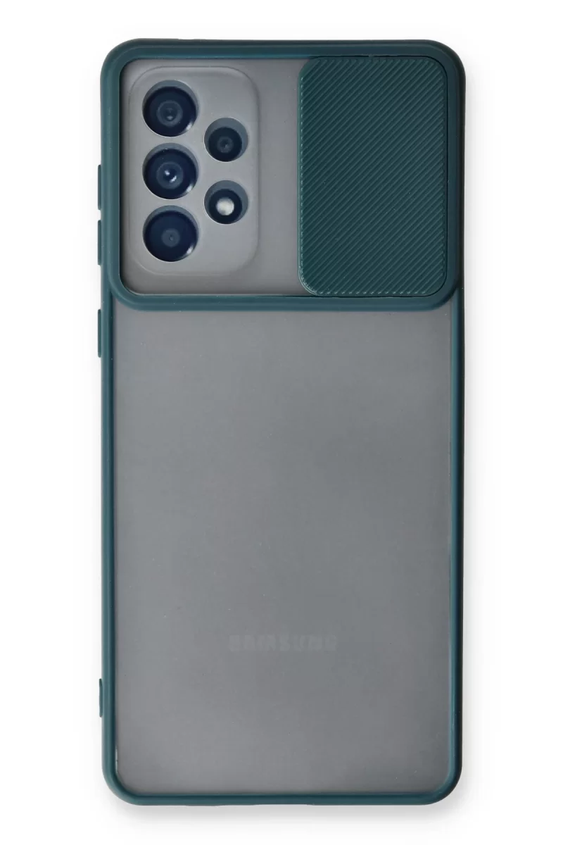 Newface Samsung Galaxy A53 5G Kılıf Palm Buzlu Kamera Sürgülü Silikon - Yeşil