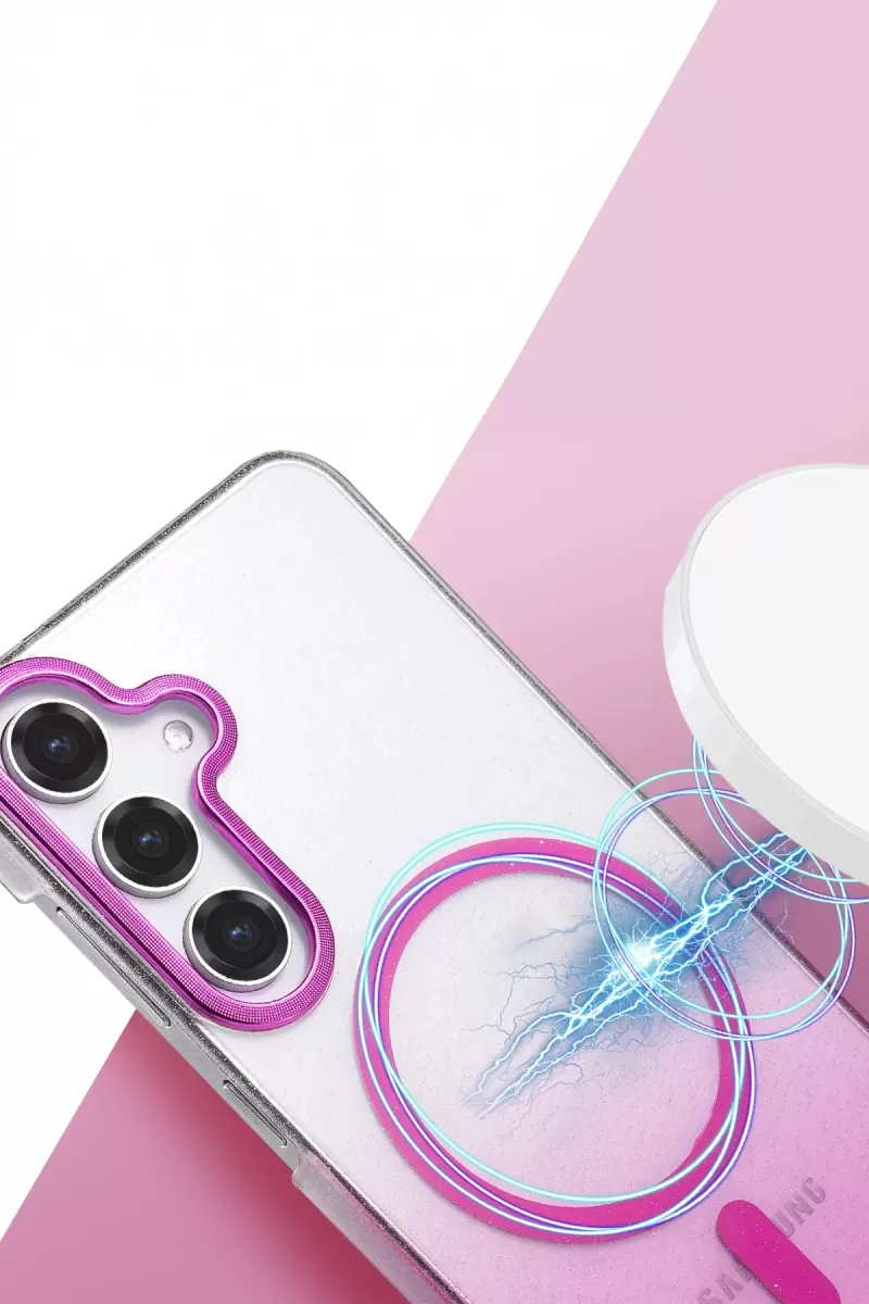 Newface Samsung Galaxy S23 FE Glossy Magsafe Kapak - Pembe