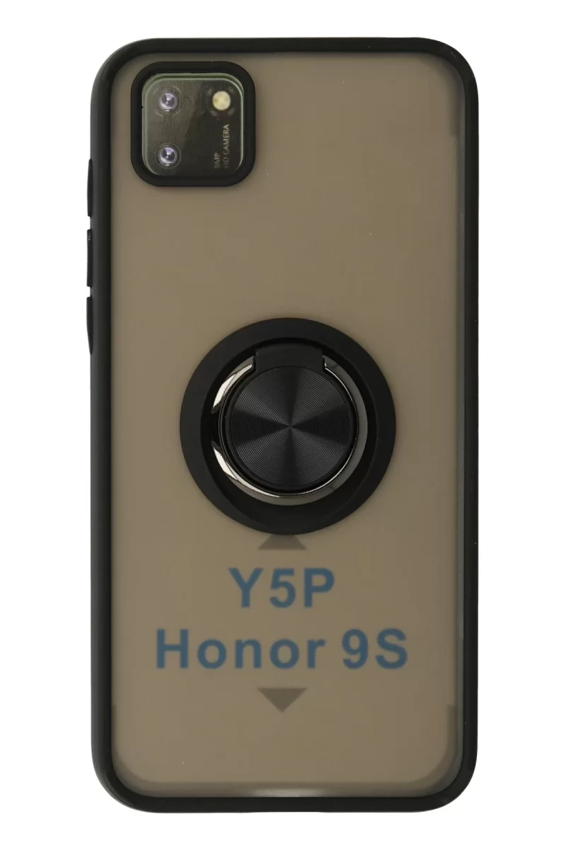 Newface Huawei Y5P Kılıf Montreal Yüzüklü Silikon Kapak - Siyah