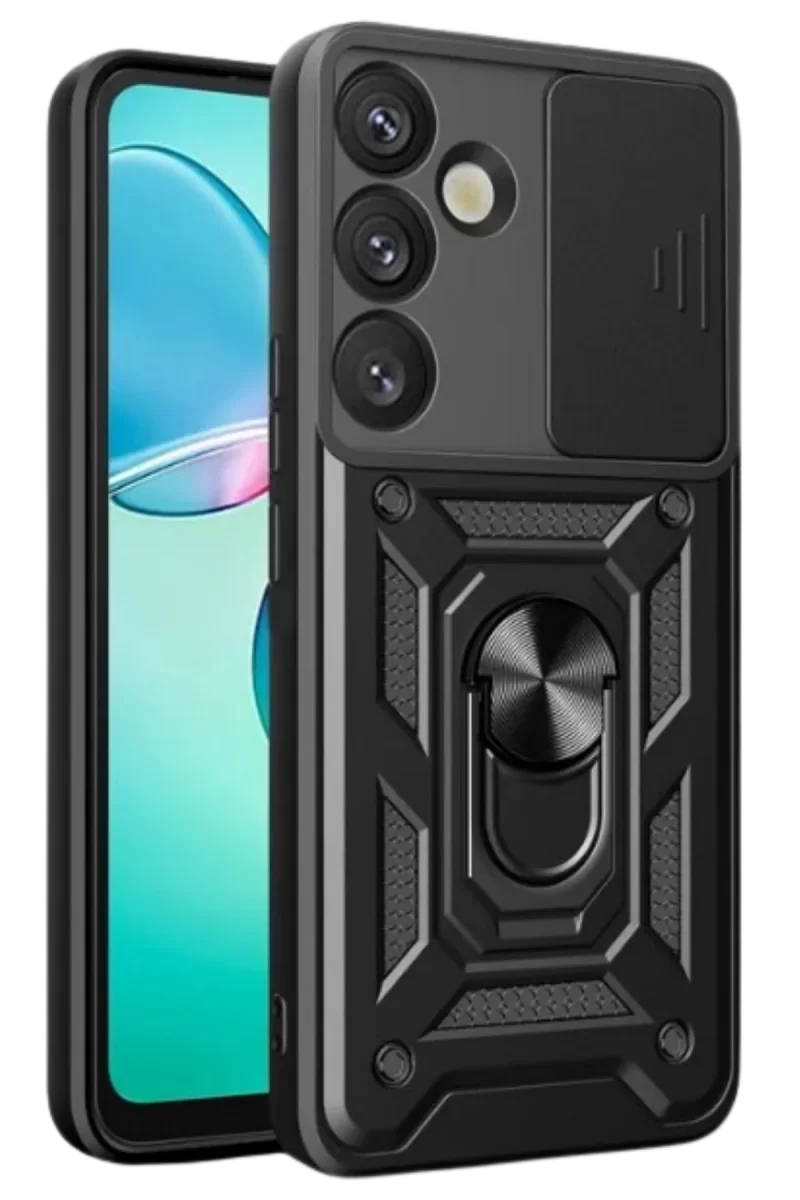 Newface Samsung Galaxy S25 Kılıf Pars Lens Yüzüklü Silikon - Siyah