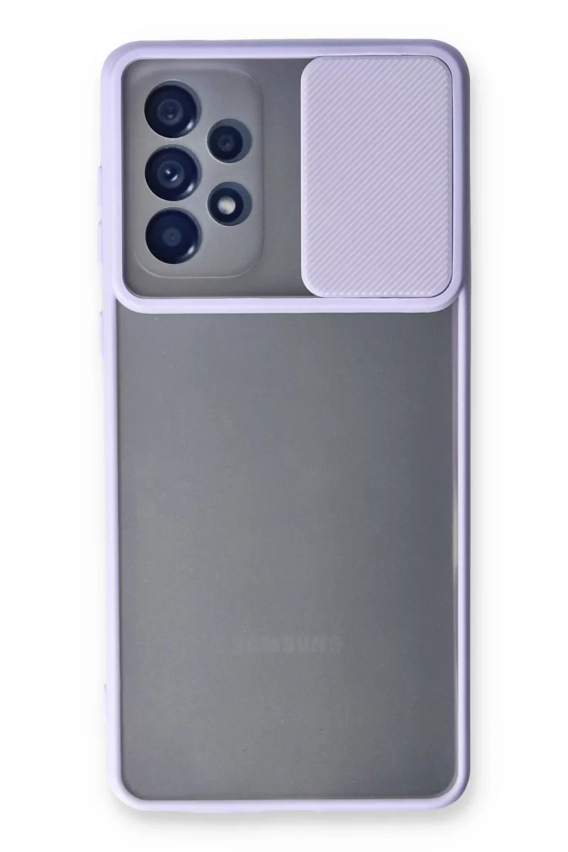 Newface Samsung Galaxy A53 5G Kılıf Palm Buzlu Kamera Sürgülü Silikon - Lila