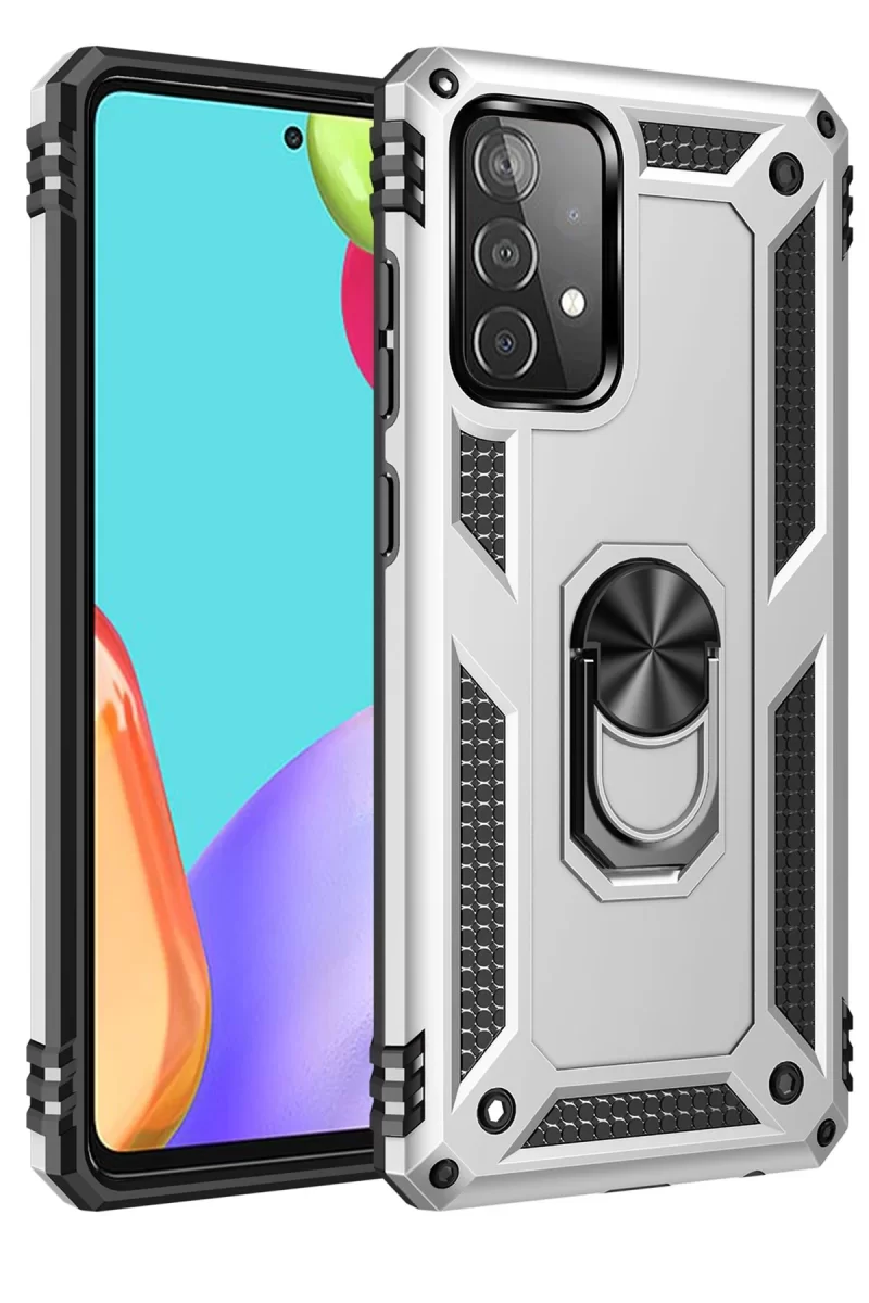 Newface Samsung Galaxy A33 5G Kılıf Sofya Yüzüklü Silikon Kapak - Gümüş
