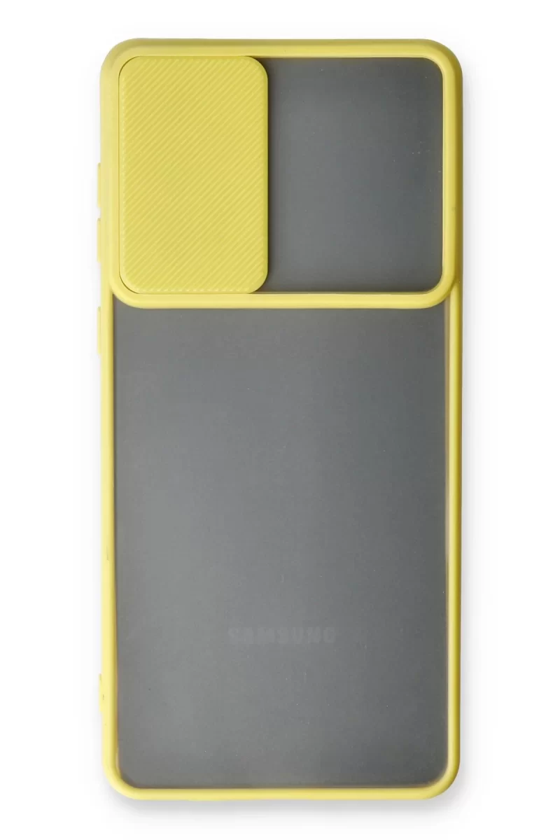 Newface Samsung Galaxy A53 5G Kılıf Palm Buzlu Kamera Sürgülü Silikon - Sarı