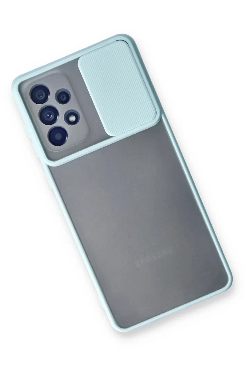 Newface Samsung Galaxy A53 5G Kılıf Palm Buzlu Kamera Sürgülü Silikon - Turkuaz