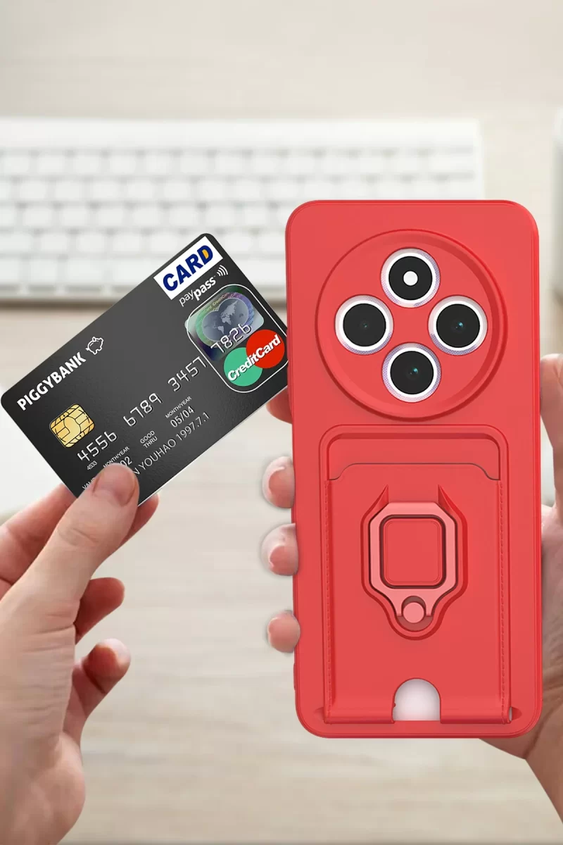 Newface Xiaomi Redmi 14C Kılıf Zuma Kartvizitli Yüzüklü Silikon - Yeşil