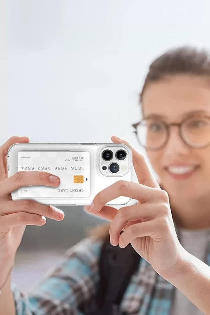 Newface Apple iPhone 15 Pro Kılıf Kart Şeffaf Silikon - Şeffaf