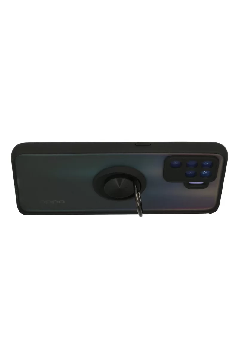 Newface Oppo Reno 5 Lite Kılıf Montreal Yüzüklü Silikon Kapak - Siyah