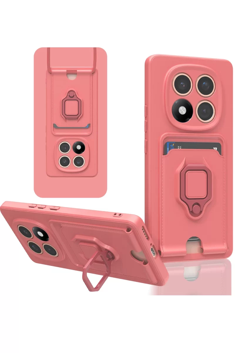Newface Xiaomi Redmi Note 14 Pro 4G Kılıf Zuma Kartvizitli Yüzüklü Silikon - Pembe