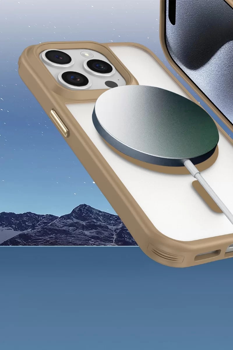 Newface Apple iPhone 14 Pro Max Kılıf Enka Magsafe Silikon Kılıf - Desert