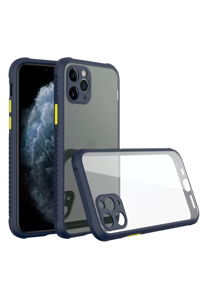 Newface Apple iPhone 11 Pro Max Kılıf Miami Şeffaf Silikon - Lacivert