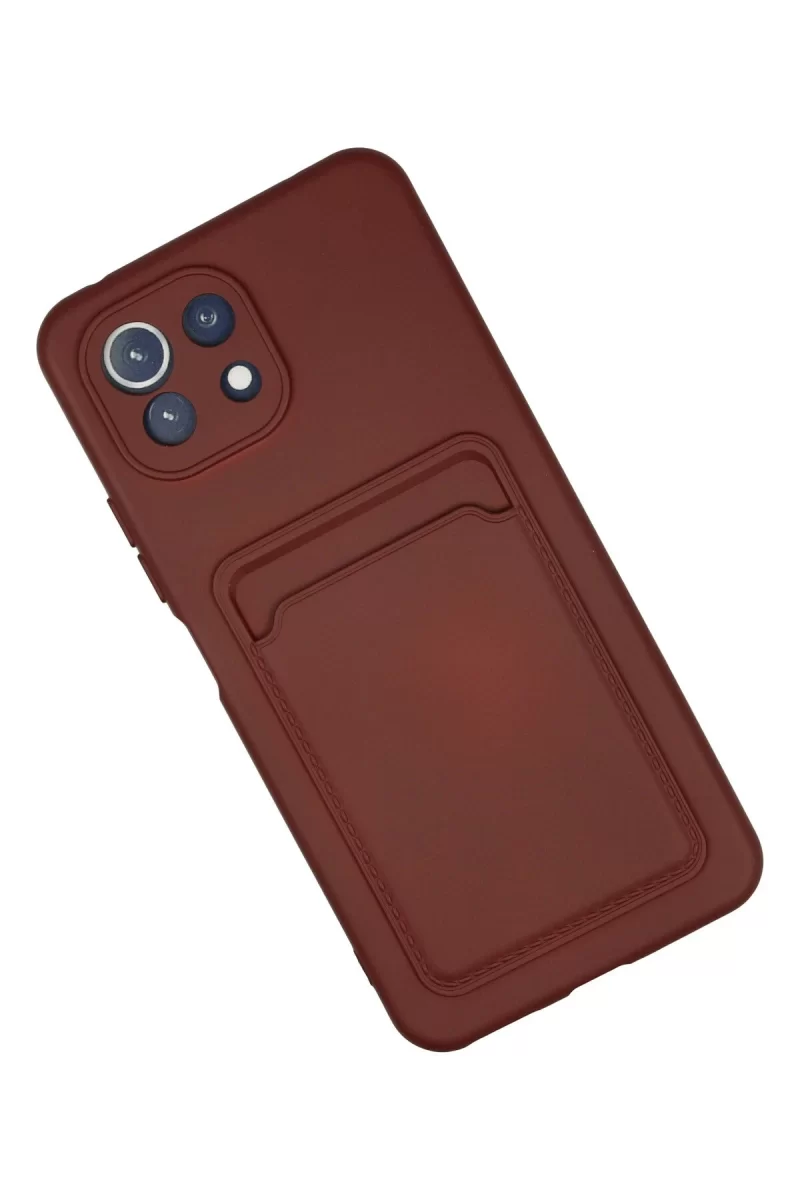 Newface Xiaomi Mİ 11 Lite Kılıf Kelvin Kartvizitli Silikon - Bordo