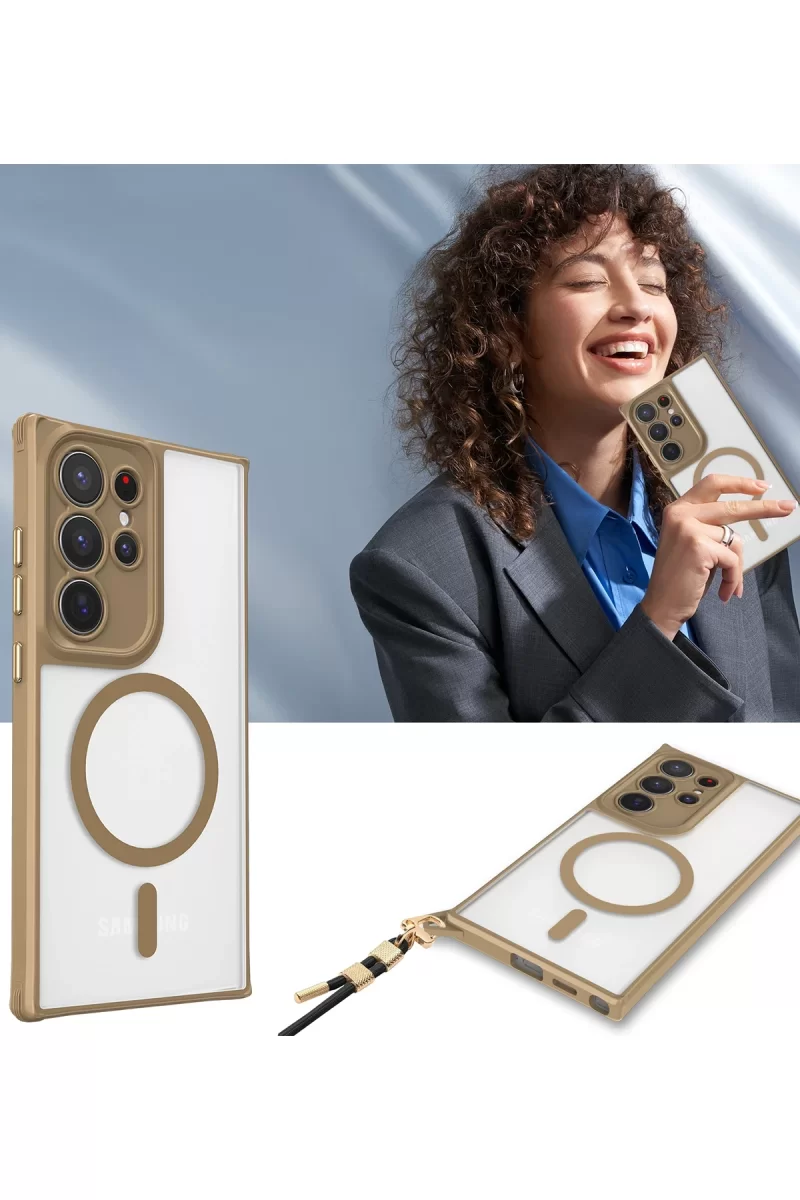Newface Samsung Galaxy S23 Ultra Kılıf Enka Magsafe Silikon Kılıf - Desert