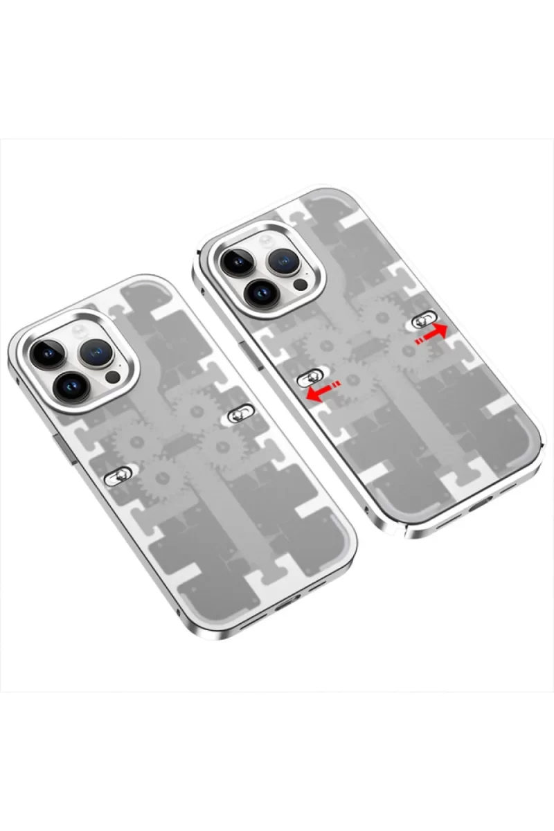 Newface Apple iPhone 13 Pro Kılıf Mekanik Bumper Kapak - Gümüş