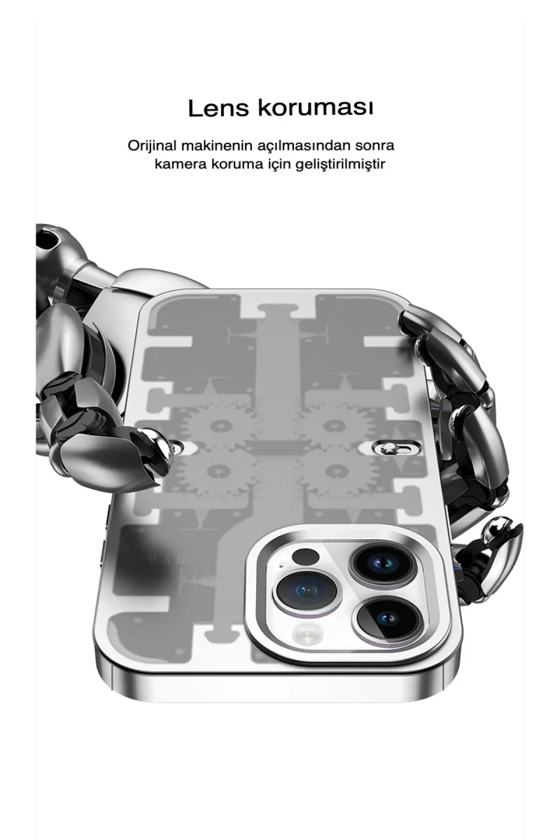 Newface Apple iPhone 13 Pro Kılıf Mekanik Bumper Kapak - Gümüş