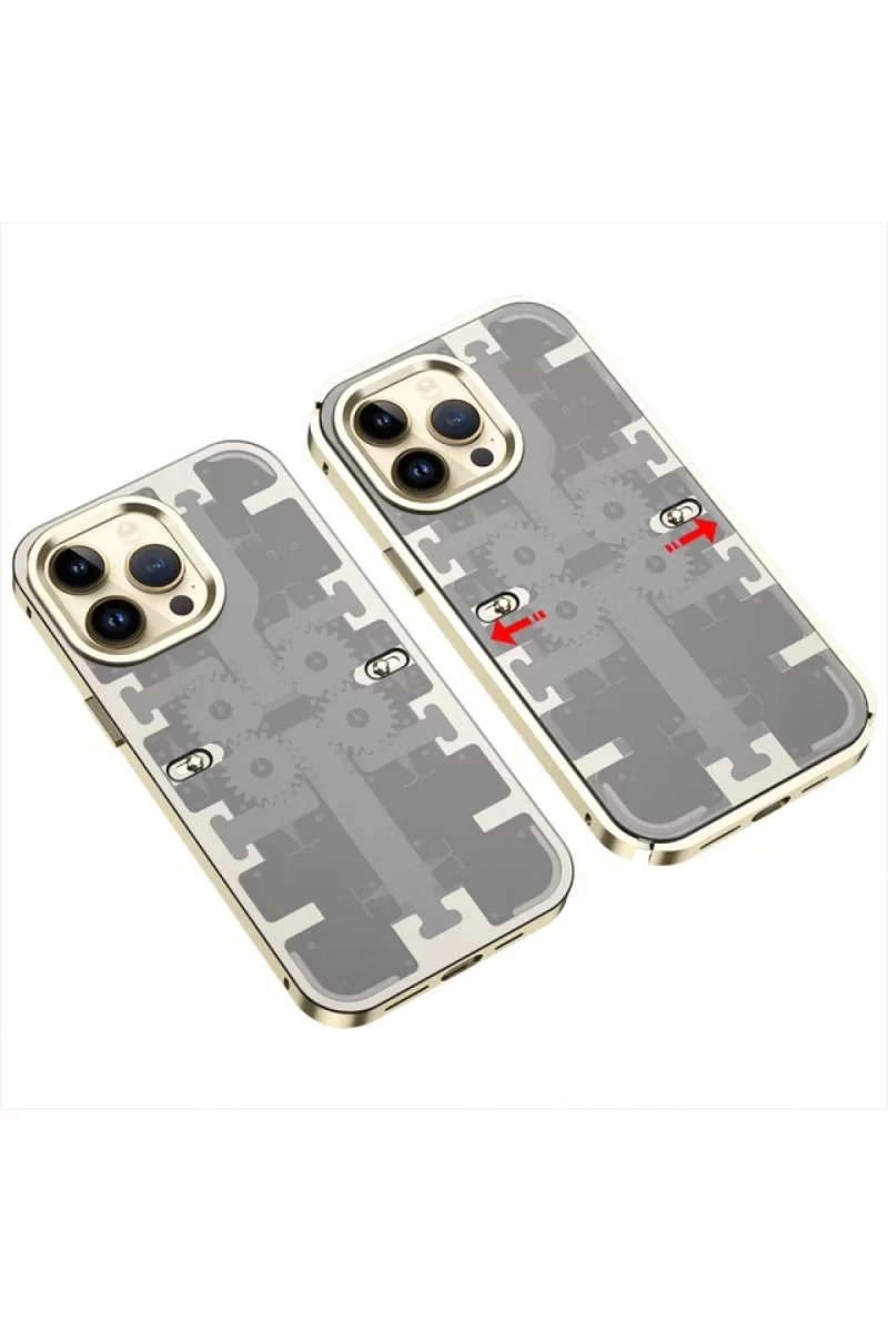 Newface Apple iPhone 13 Pro Kılıf Mekanik Bumper Kapak - Gold