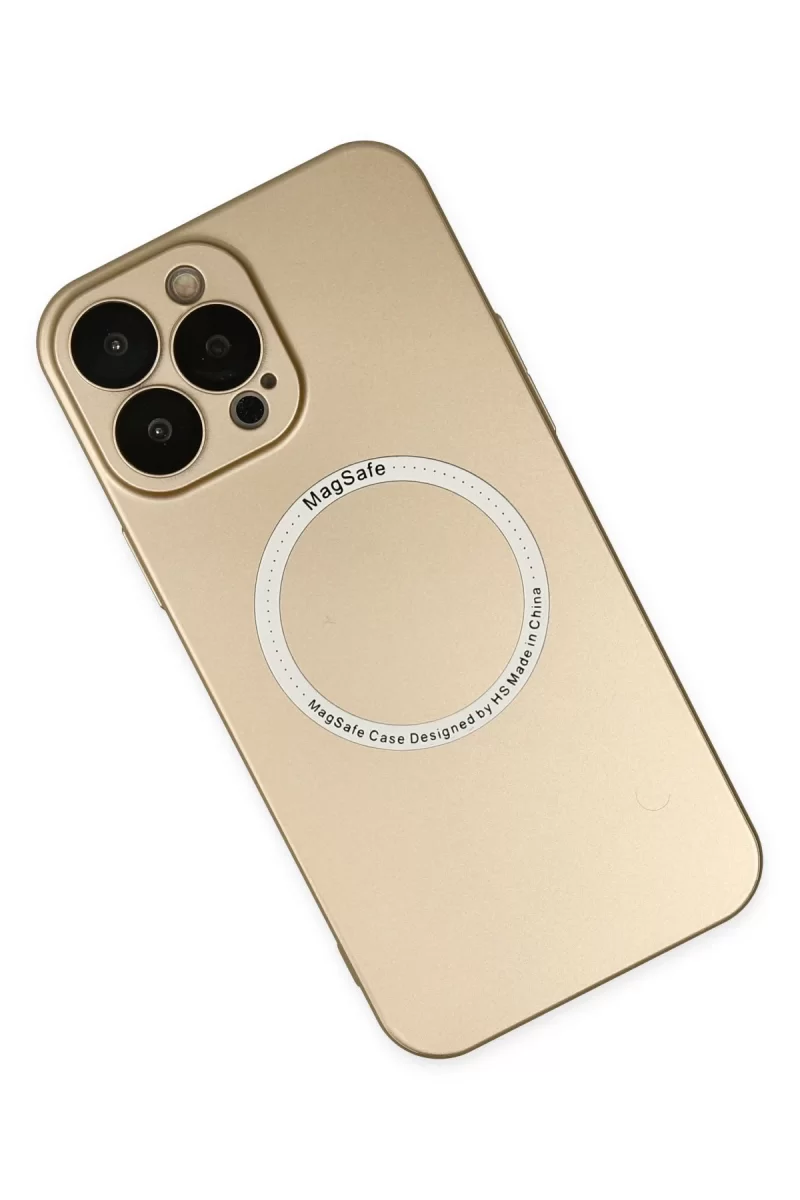 Newface Apple iPhone 14 Pro Max Kılıf Jack Magneticsafe Lens Silikon - Gold