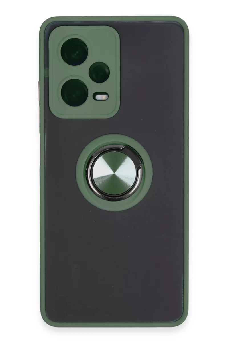 Newface Xiaomi Redmi Note 12 5G Kılıf Montreal Yüzüklü Silikon Kapak - Yeşil