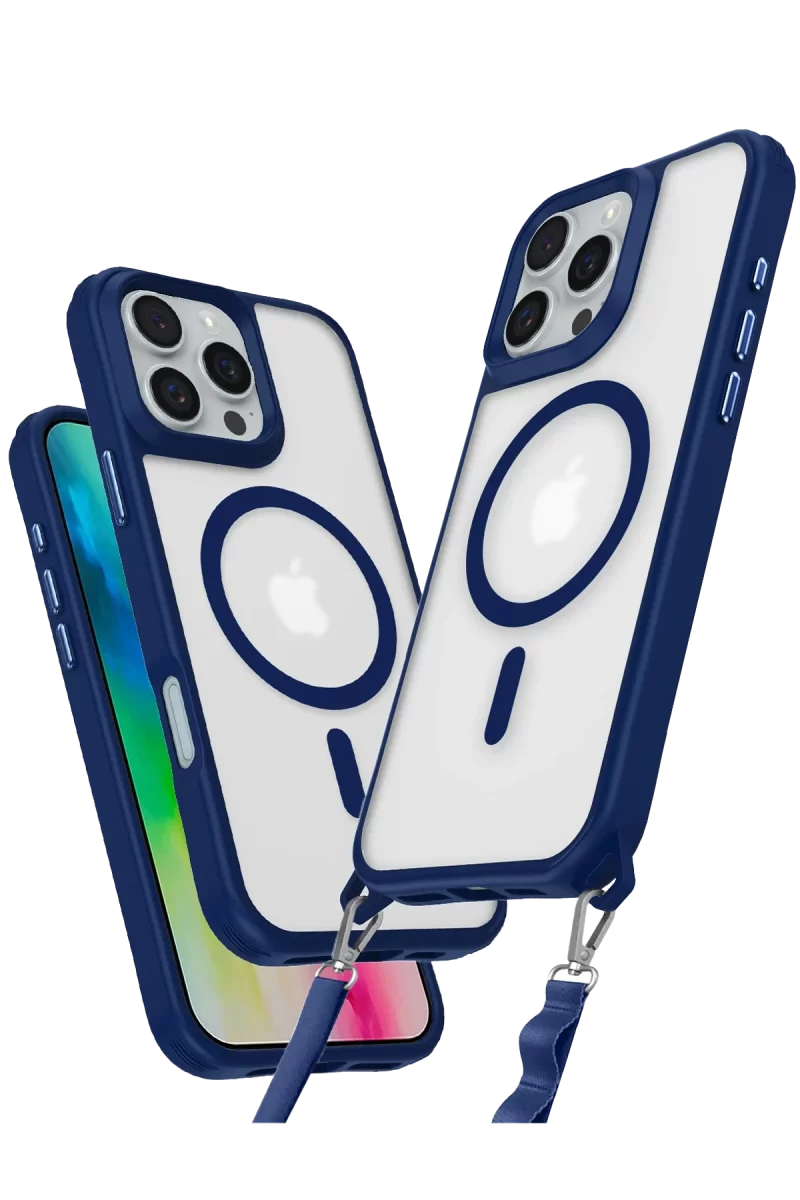 Newface Apple iPhone 16 Pro Kılıf Enka Magsafe Silikon Kılıf - Lacivert