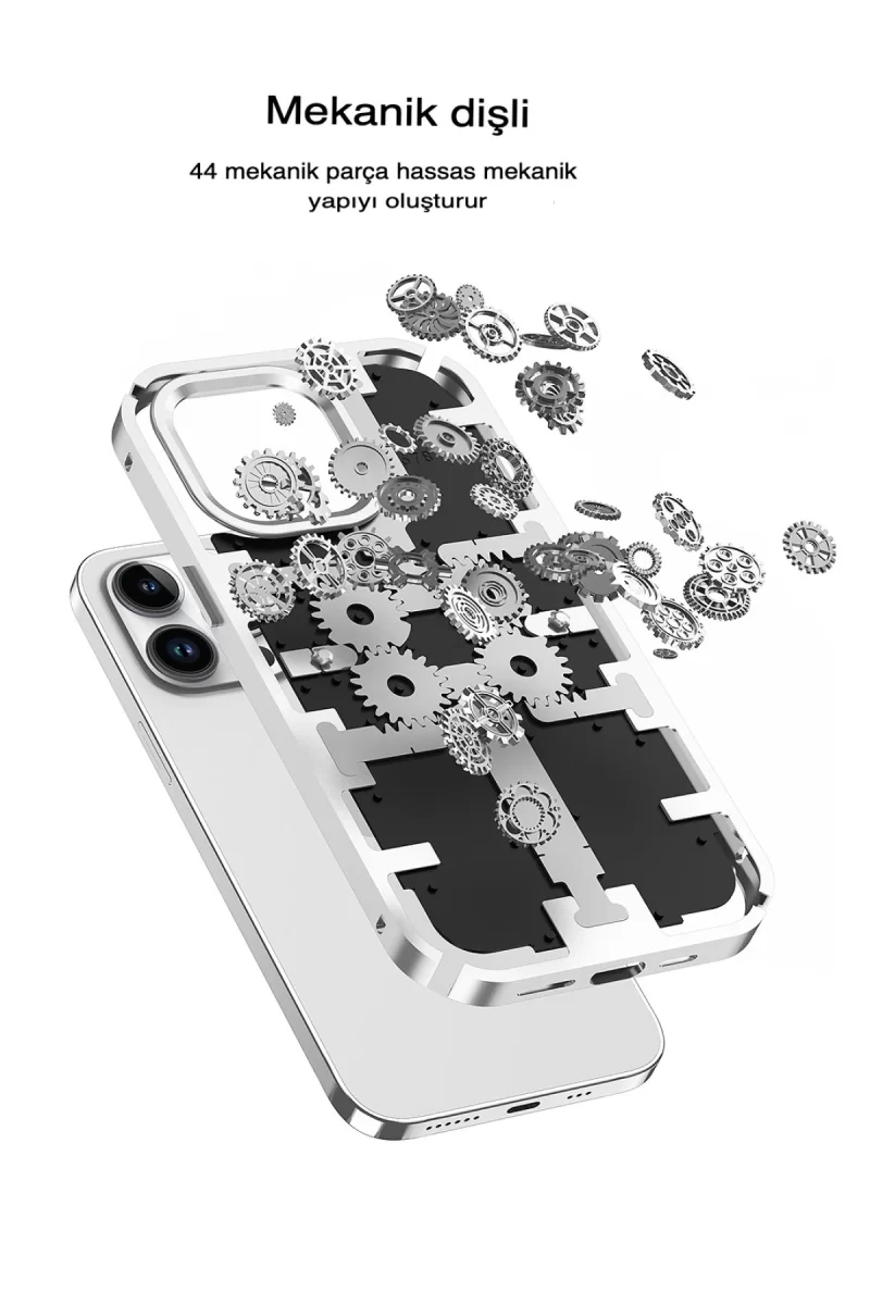 Newface Apple iPhone 13 Pro Max Kılıf Mekanik Bumper Kapak - Siyah