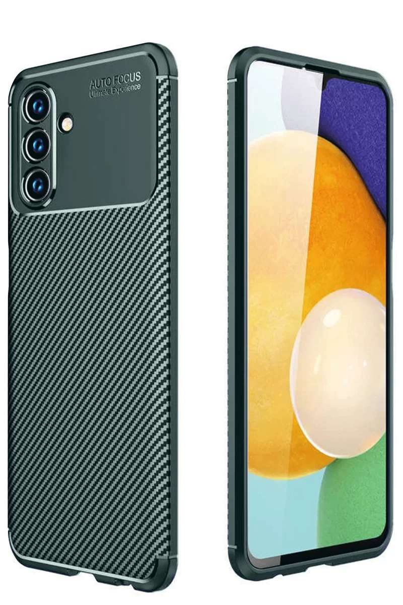 Newface Samsung Galaxy A56 Kılıf Auto Focus Karbon Kapak - Koyu Yeşil