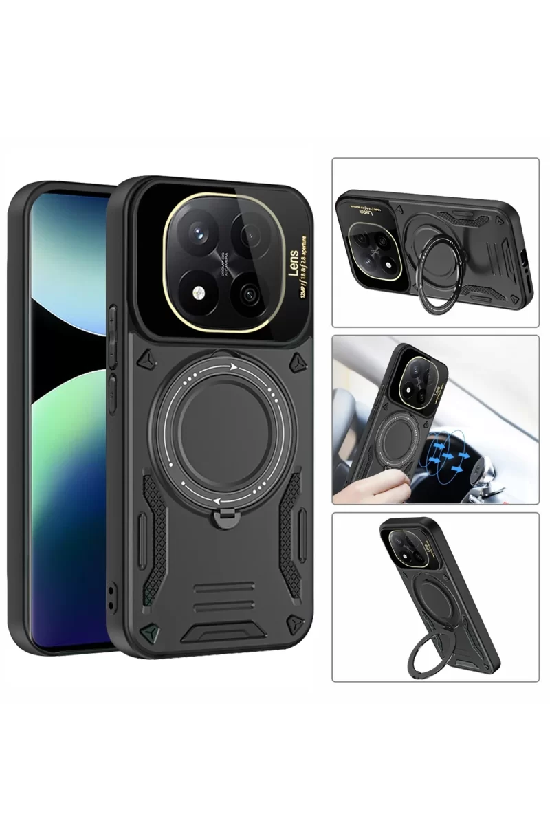 Newface Xiaomi Redmi Note 14 Pro Plus Kılıf Joy Lens Standlı Kapak - Siyah