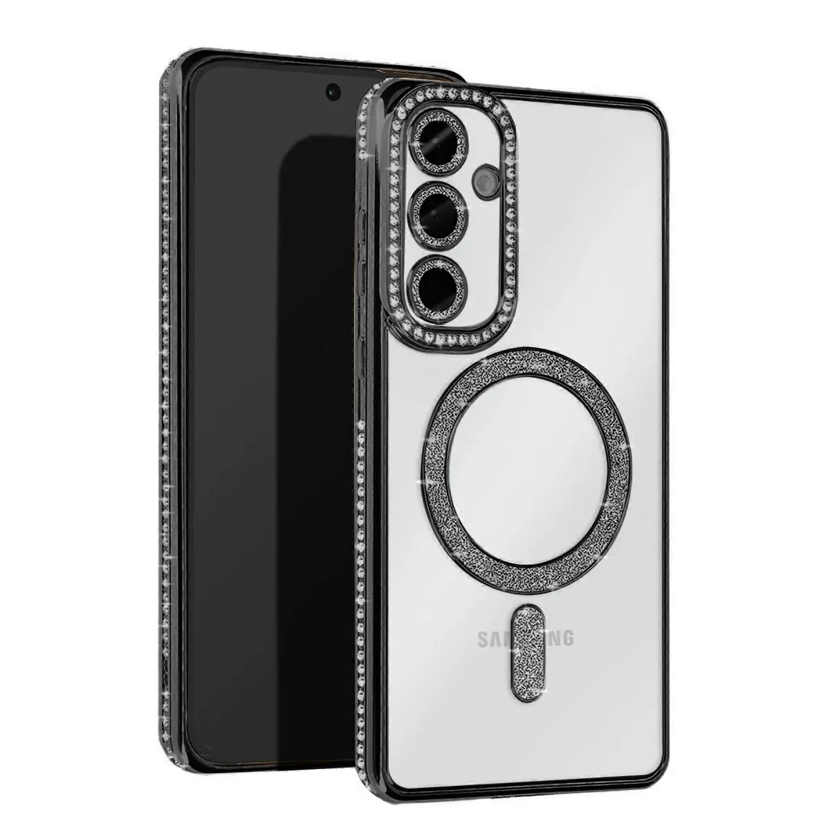 Newface Samsung Galaxy S25 Kılıf Joke Simli Magneticsafe Kılıf - Siyah