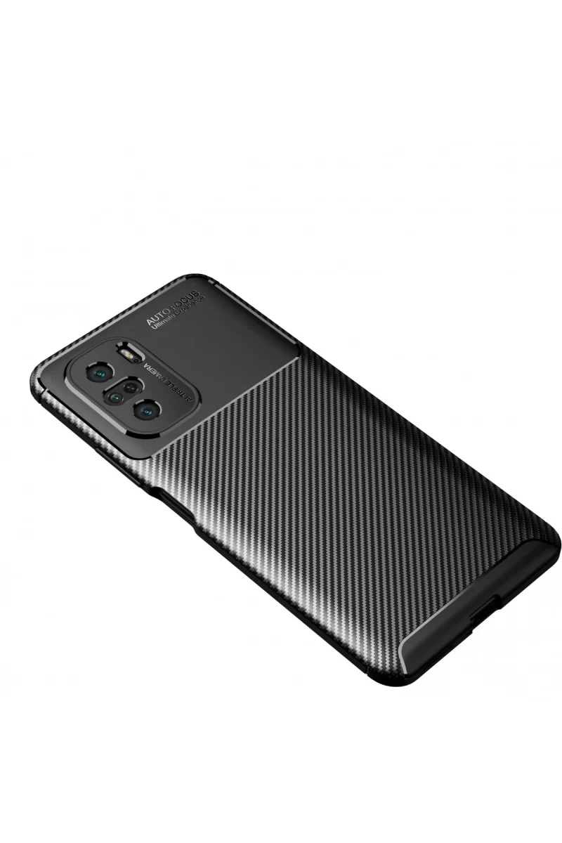 Newface Xiaomi Poco F3 Kılıf Auto Focus Karbon Kapak - Siyah