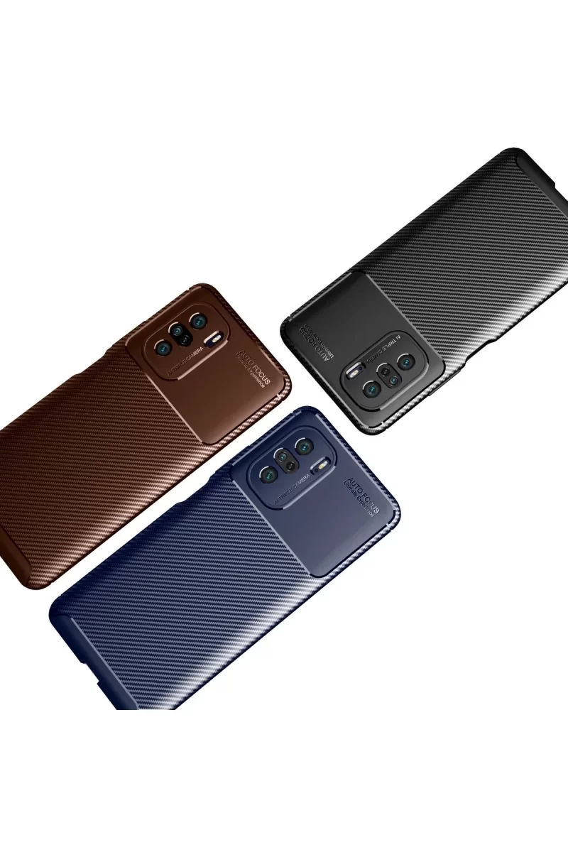 Newface Xiaomi Poco F3 Kılıf Auto Focus Karbon Kapak - Lacivert