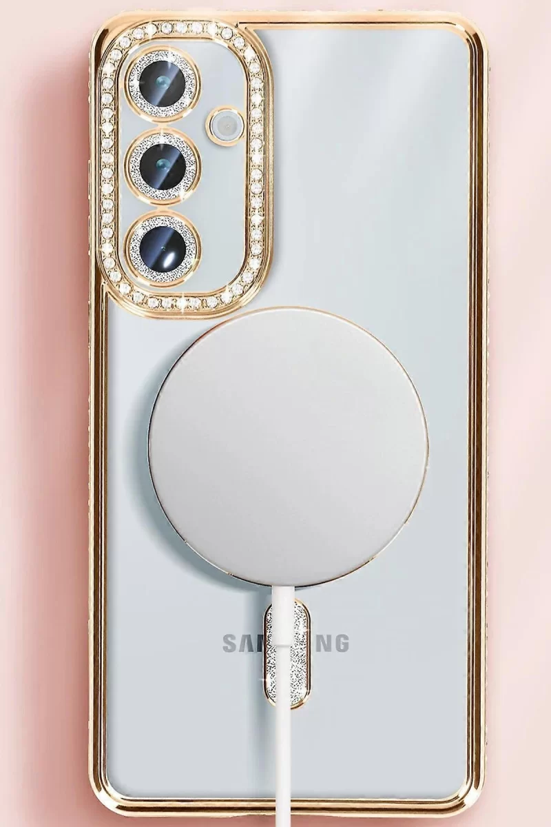Newface Samsung Galaxy S25 Kılıf Joke Simli Magneticsafe Kılıf - Mavi