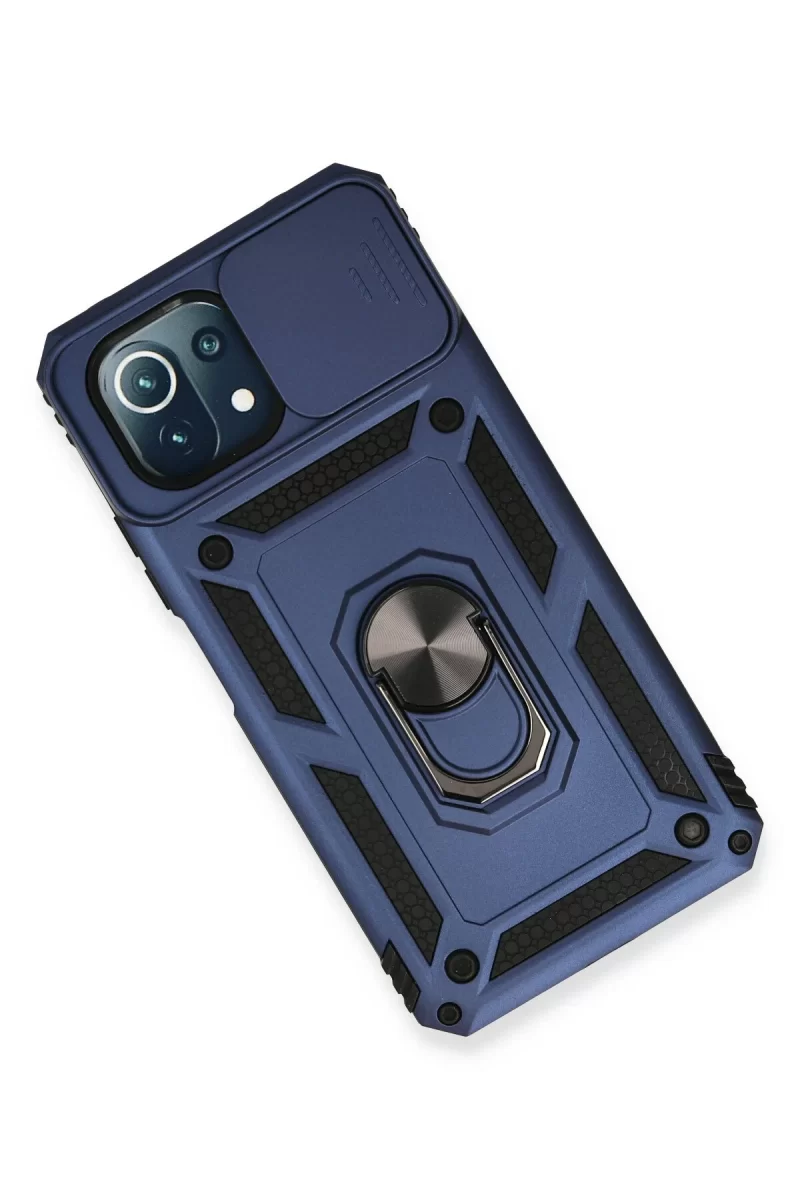 Newface Xiaomi Mİ 11 Lite Kılıf Pars Lens Yüzüklü Silikon - Lacivert