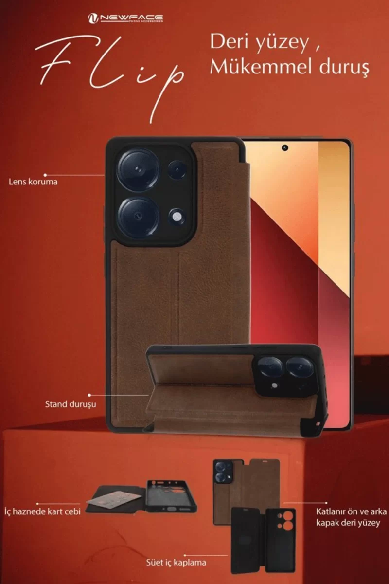 Newface Samsung Galaxy A26 Kılıf Flip Cover - Taba