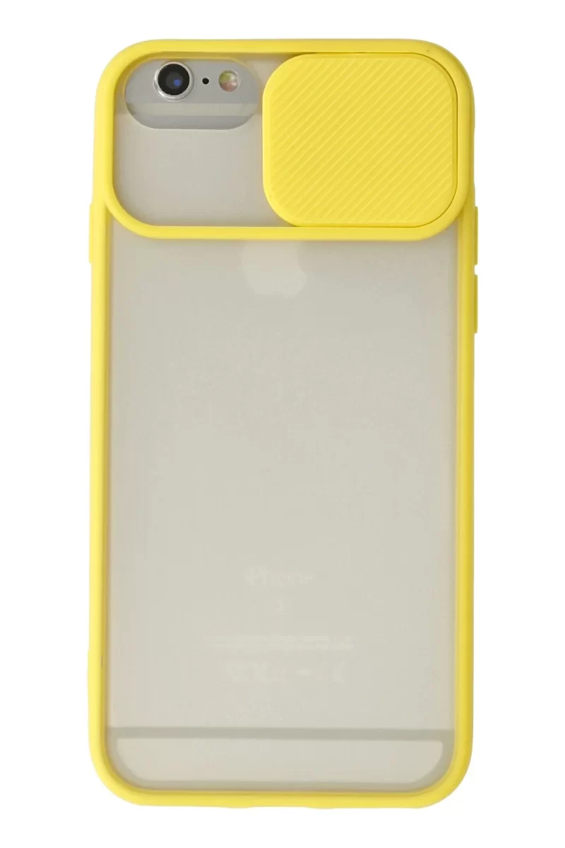 Newface Apple iPhone 6 Plus Kılıf Palm Buzlu Kamera Sürgülü Silikon - Sarı