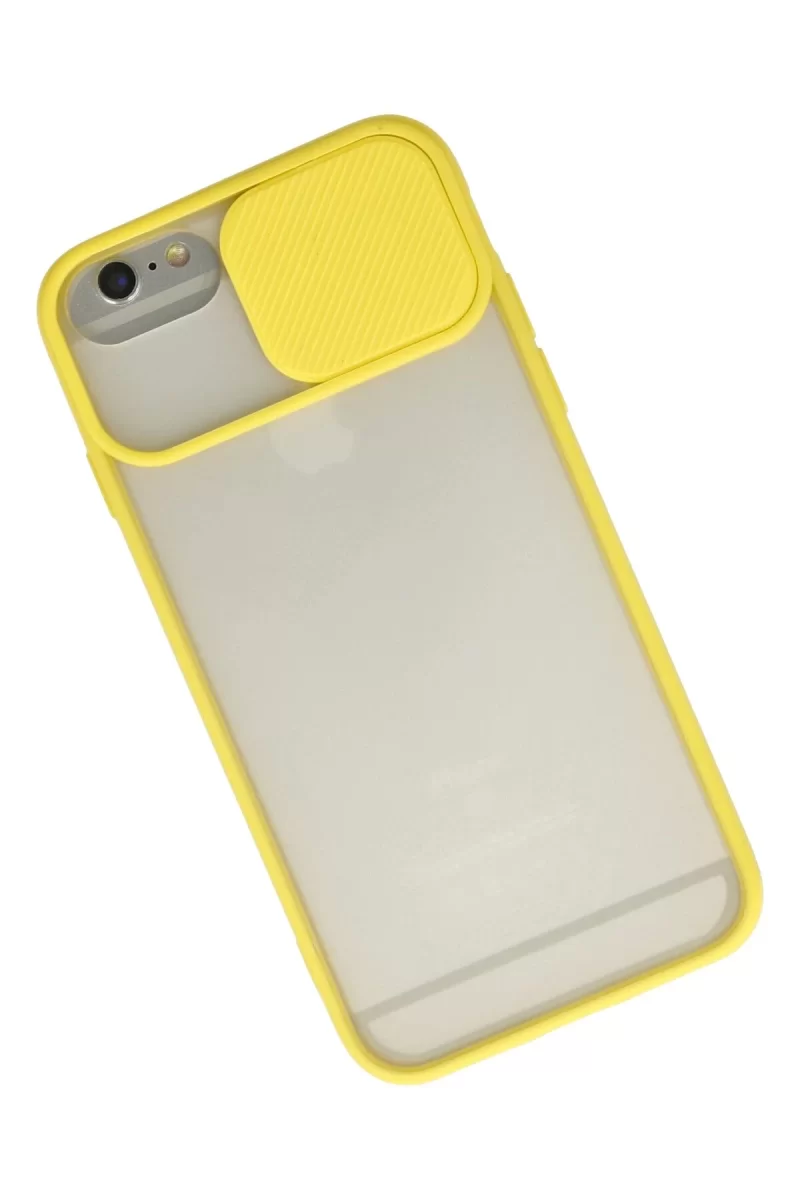 Newface Apple iPhone 6 Plus Kılıf Palm Buzlu Kamera Sürgülü Silikon - Sarı