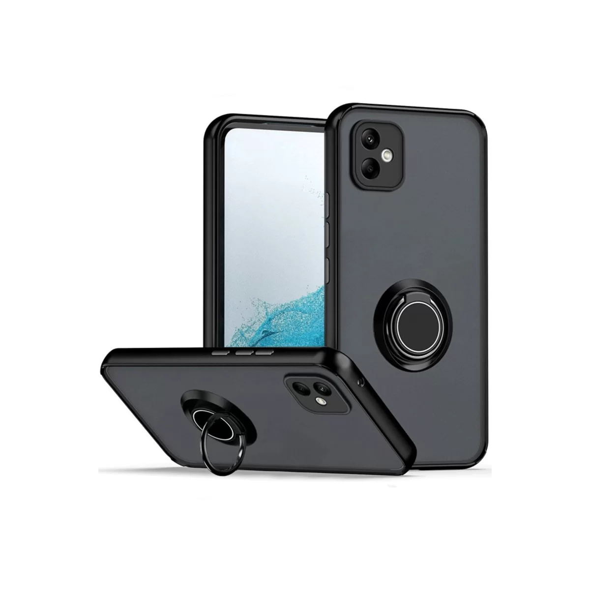 Newface Samsung Galaxy A06 Kılıf Montreal Yüzüklü Silikon Kapak - Siyah