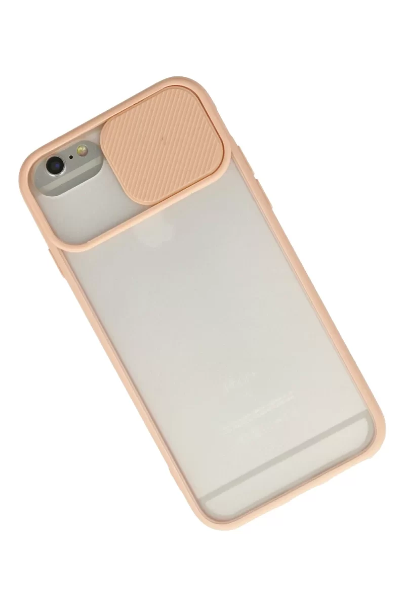 Newface Apple iPhone 6 Kılıf Palm Buzlu Kamera Sürgülü Silikon - Pembe