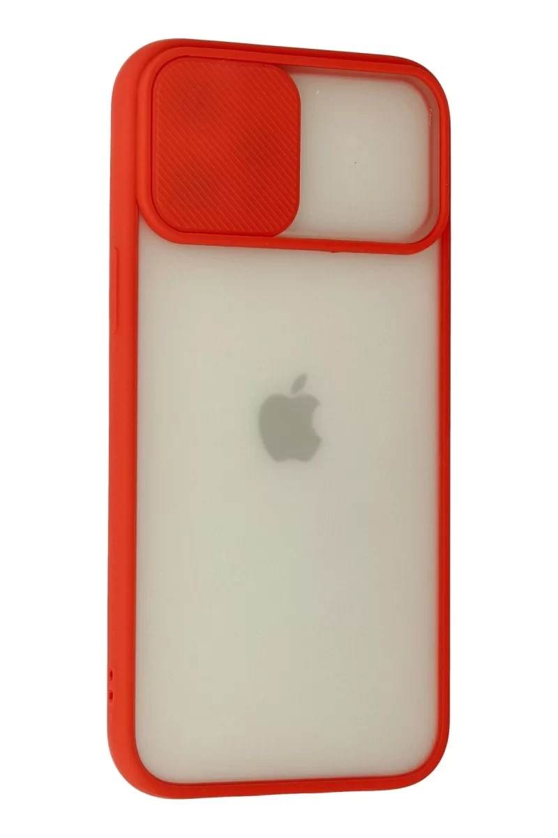 Newface Apple iPhone 12 Pro Max Kılıf Palm Buzlu Kamera Sürgülü Silikon - Kırmızı