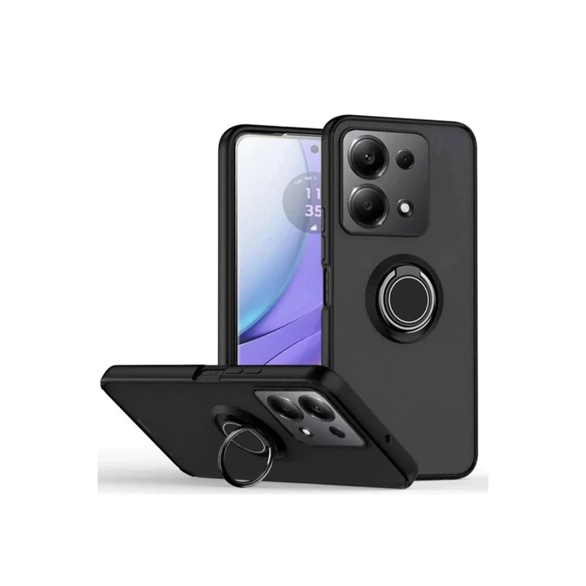 Newface Xiaomi Redmi Note 13 Pro 5G Kılıf Montreal Yüzüklü Silikon Kapak - Siyah