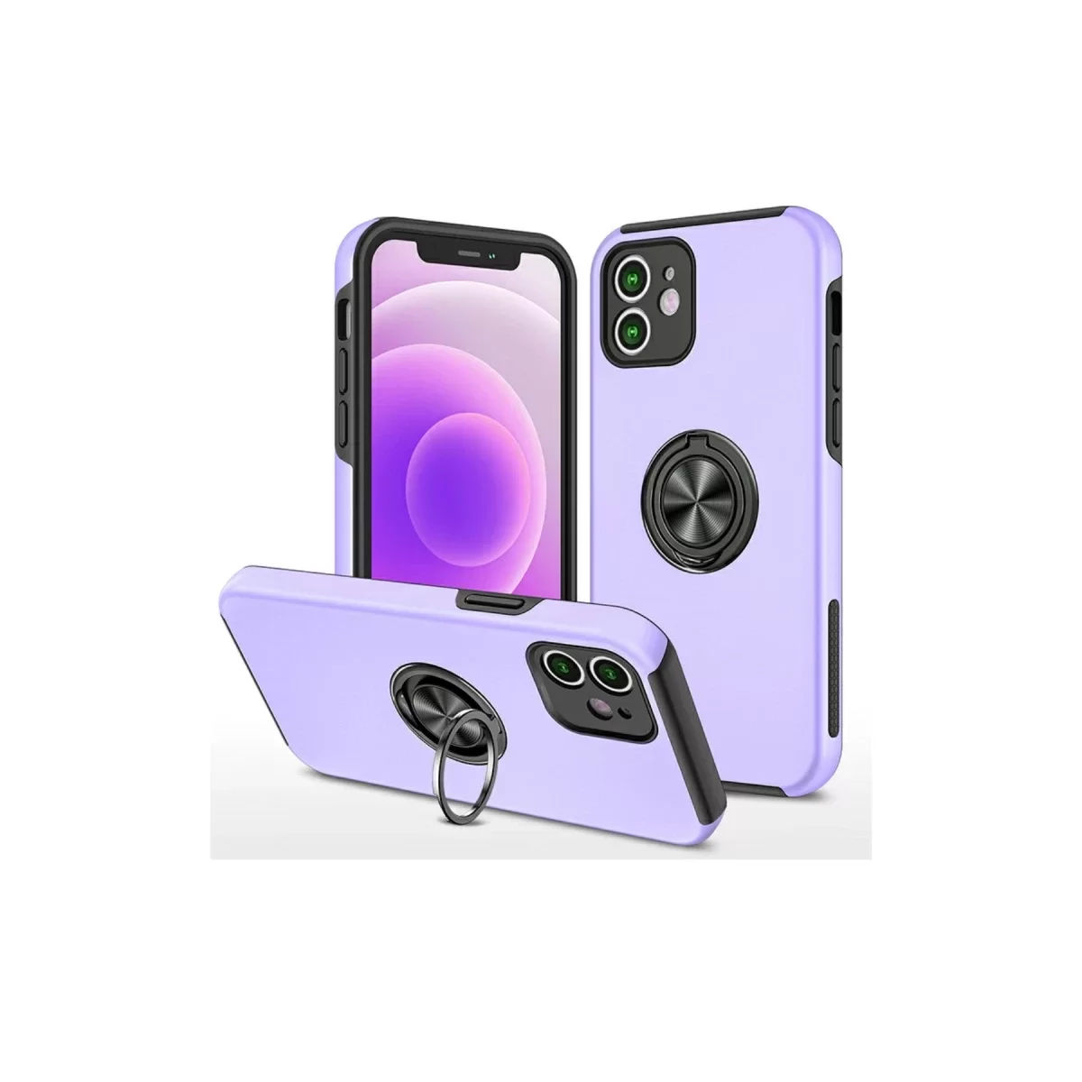 Newface Apple iPhone 12 Mini Kılıf Elit Yüzüklü Kapak - Mor