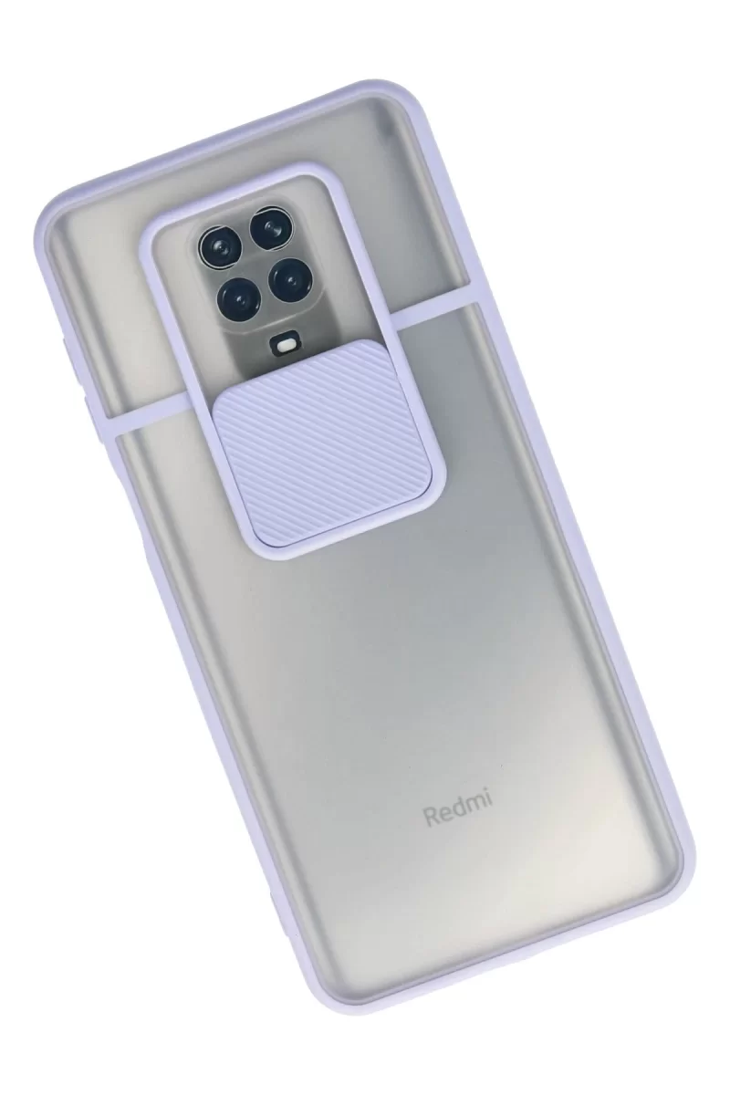 Newface Xiaomi Redmi Note 9 Pro Kılıf Palm Buzlu Kamera Sürgülü Silikon - Lila