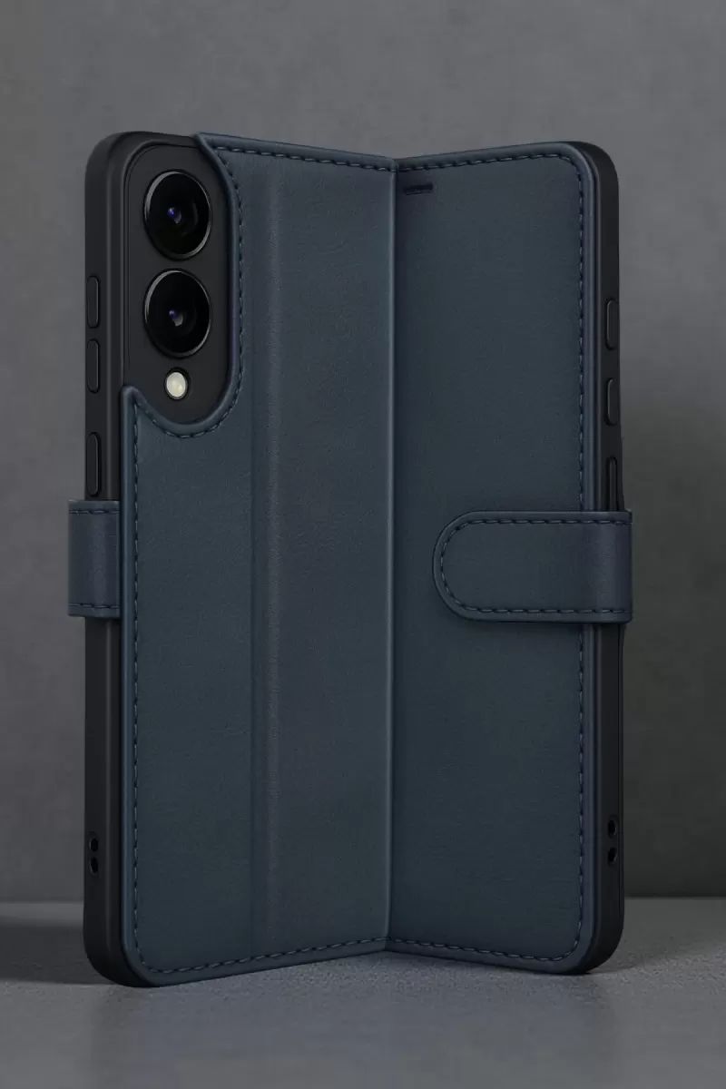 Newface Samsung Galaxy S25 Edge Trend S Plus Kapaklı Kılıf - Lacivert
