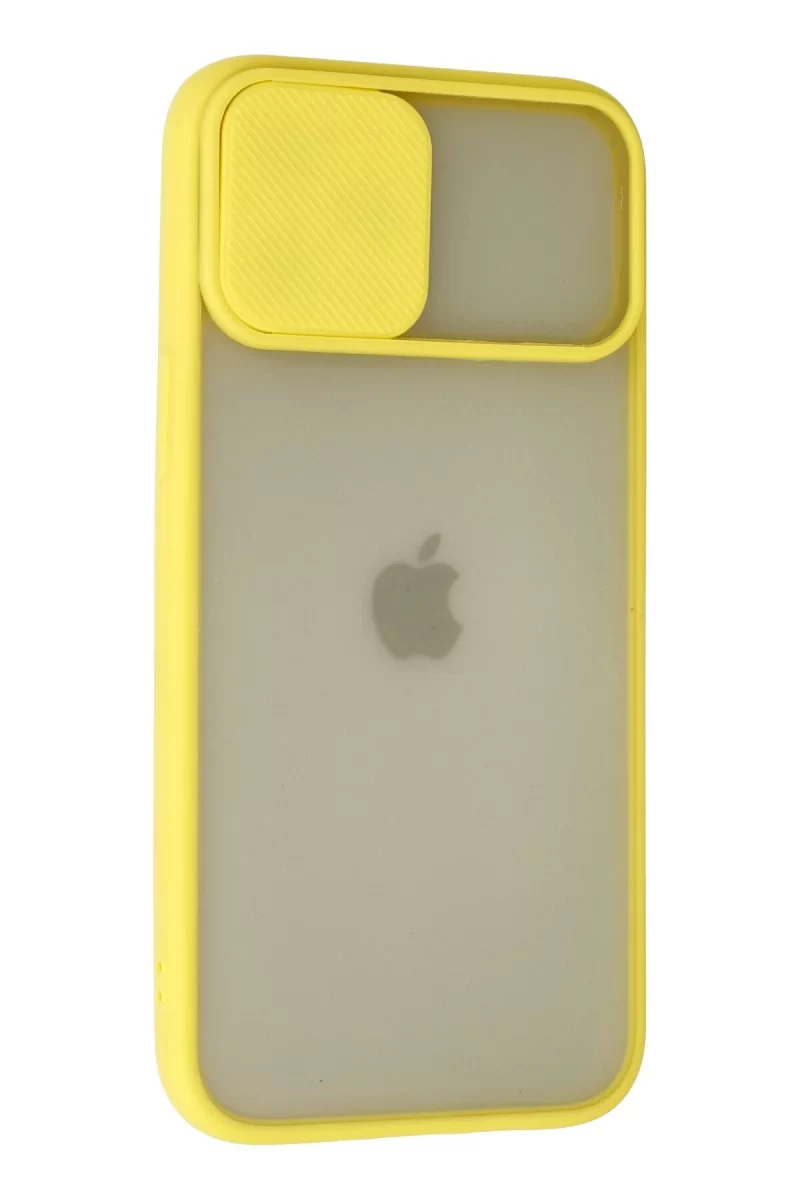 Newface Apple iPhone 12 Pro Max Kılıf Palm Buzlu Kamera Sürgülü Silikon - Sarı