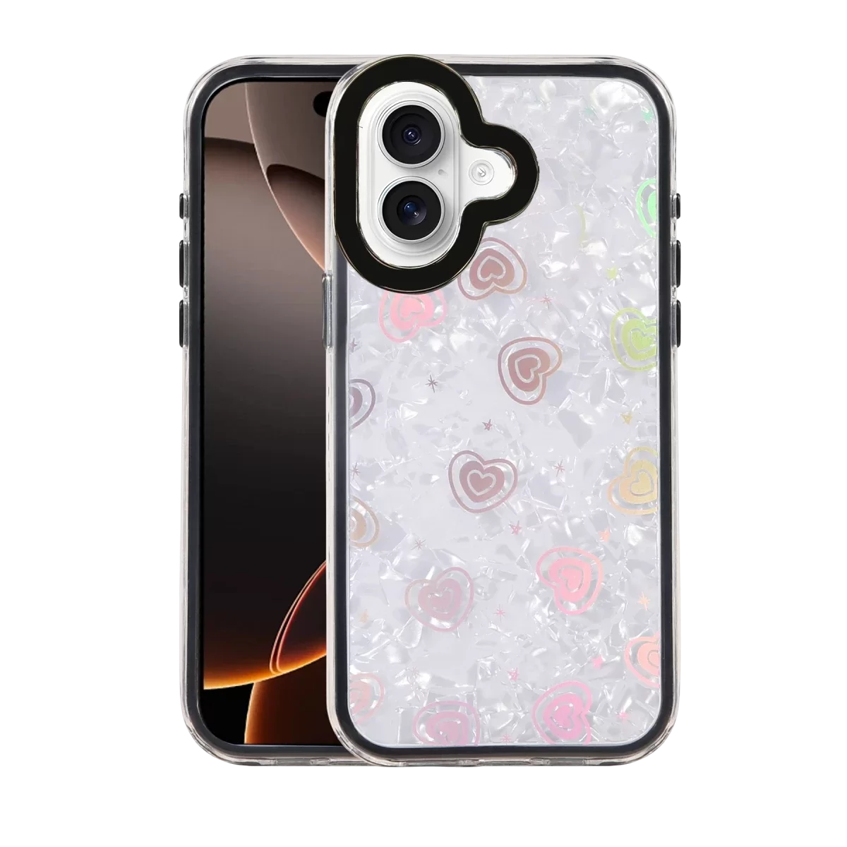 Newface Apple iPhone 16 Lumi Desenli Kapak - Siyah